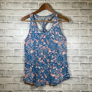 Women’s Lucky Lotus pink/blue racerback tank top Small
